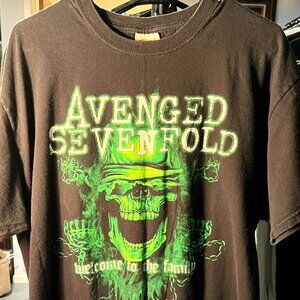 Avenged Sevenfold Black Graphic Print Skull 2011 Concert Tour Tee T-Shirt SZ XL